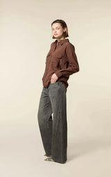 Jeans Mid Waist Straight Leg With Studs