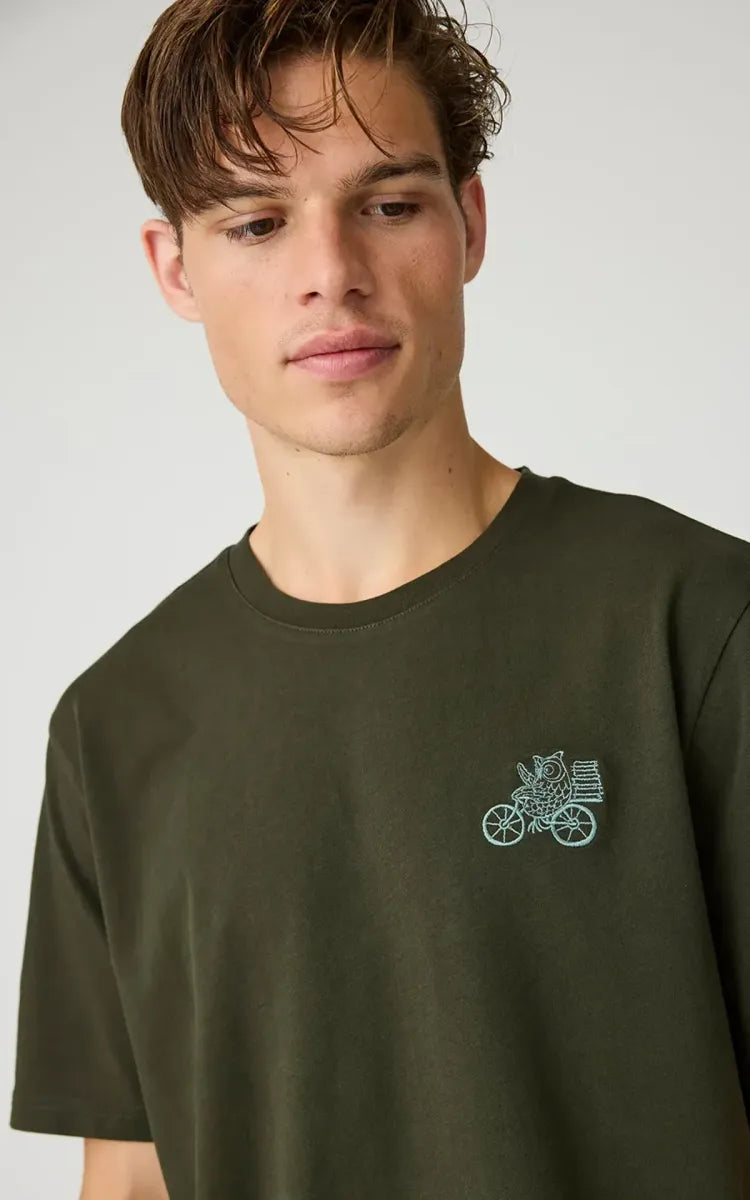 KnowledgeCotton Apparel T-shirt Chest Embroidery