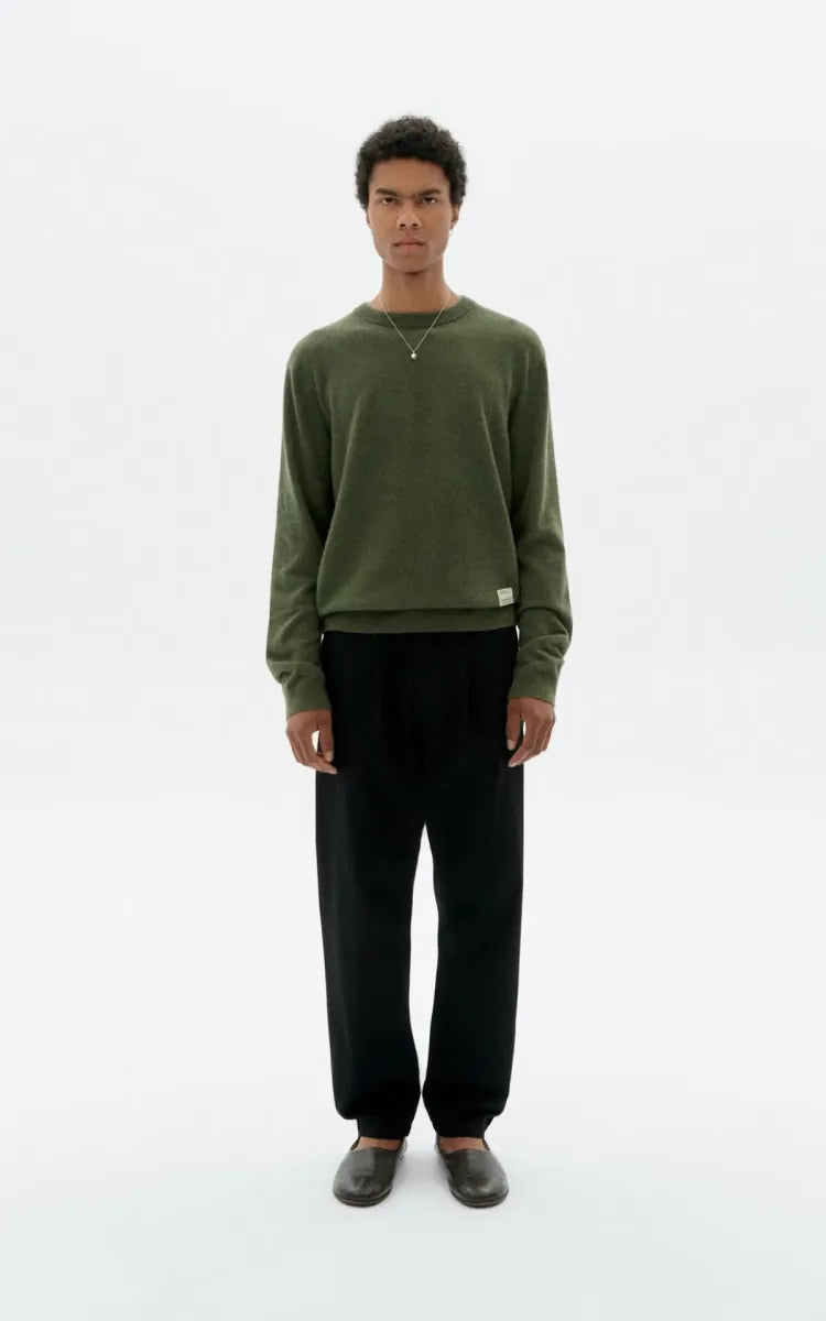 Thinking Mu DARK GREEN LUCIEN KNITTED SWEATER