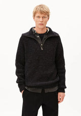 Tweed Knit Half-zip Sweater