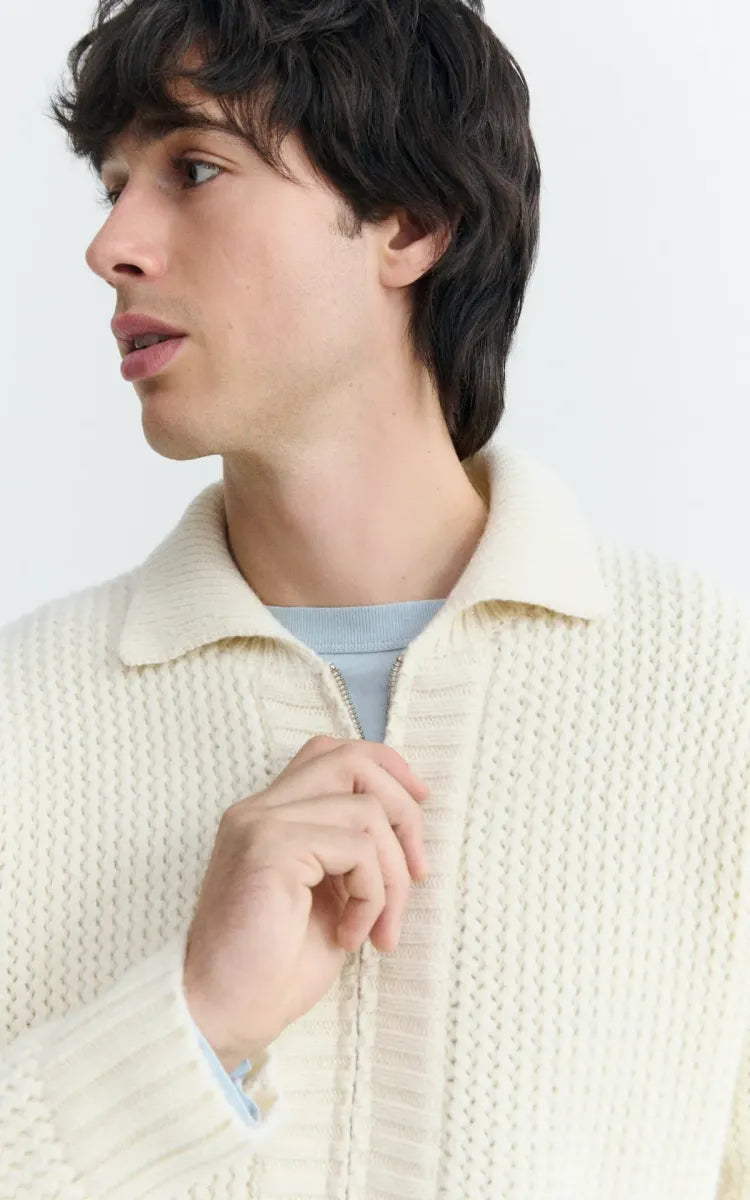 Thinking Mu ECRU OSKAR KNITTED SWEATER