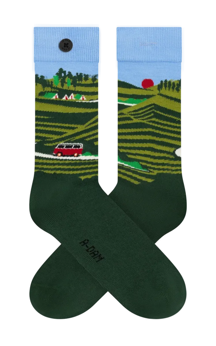 A-dam Underwear Casual Socks Green Roadtrip