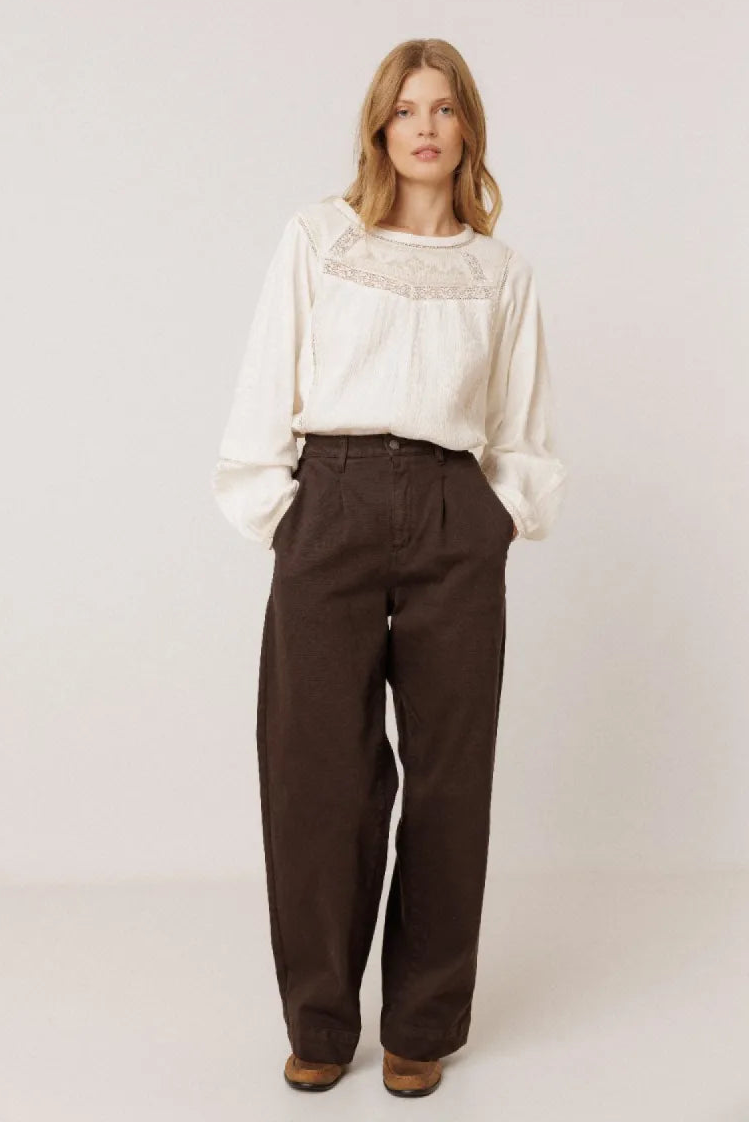 Indi & Cold COMBINATION BLOUSE WITH CONTRAST EMBROIDERY
