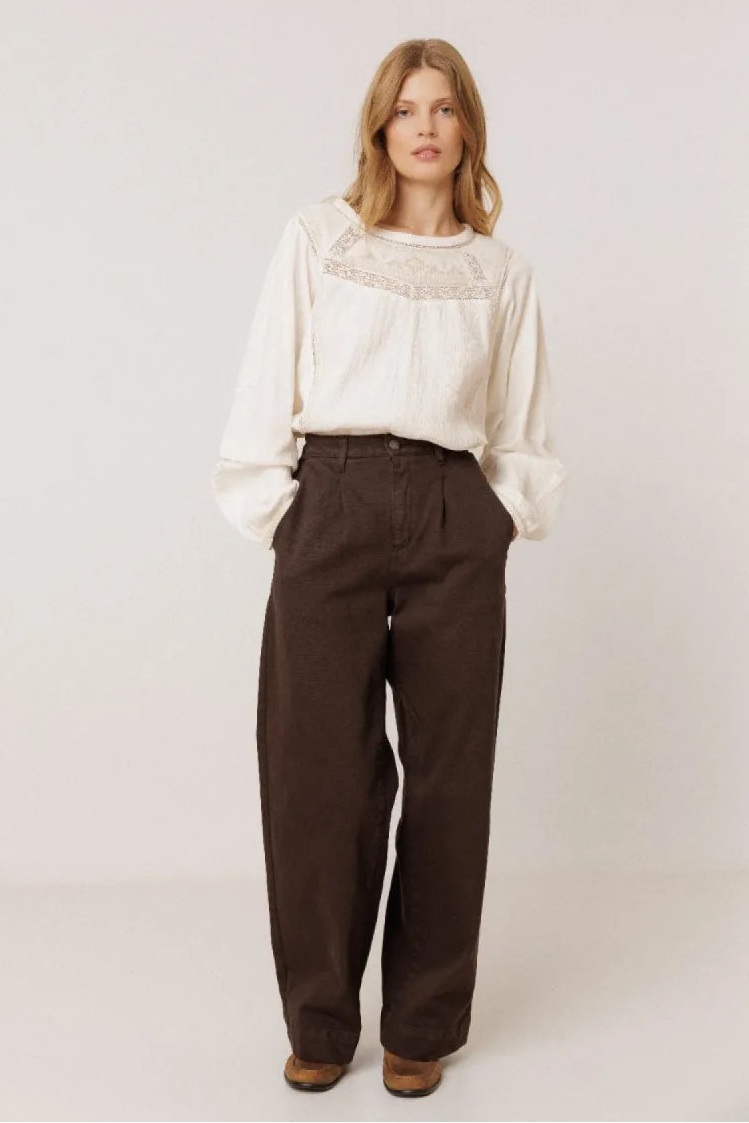 Indi & Cold COMBINATION BLOUSE WITH CONTRAST EMBROIDERY