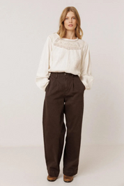 Indi & Cold COMBINATION BLOUSE WITH CONTRAST EMBROIDERY