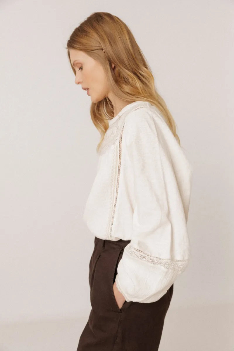 Indi & Cold COMBINATION BLOUSE WITH CONTRAST EMBROIDERY