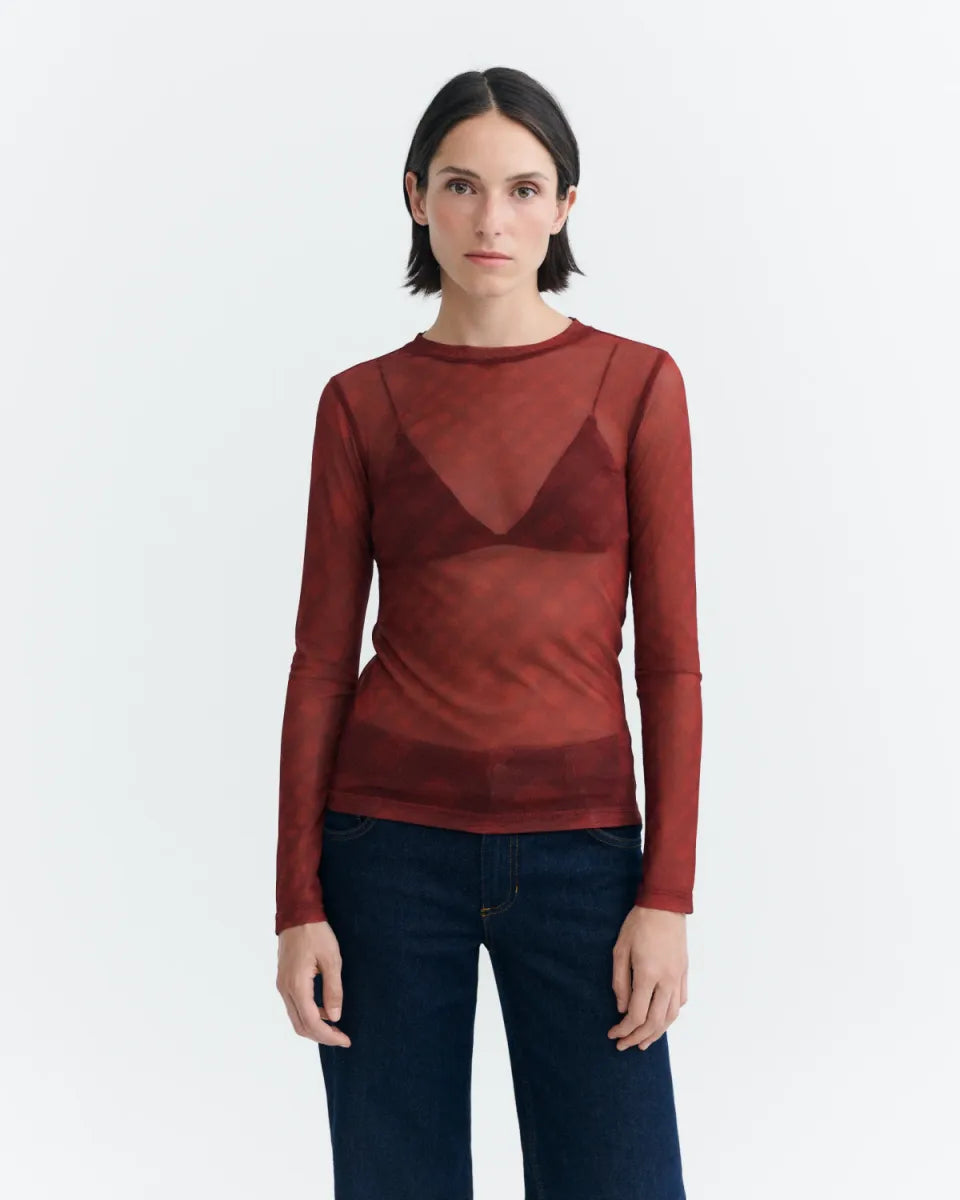 Thinking MU Red transparent Tere Top
