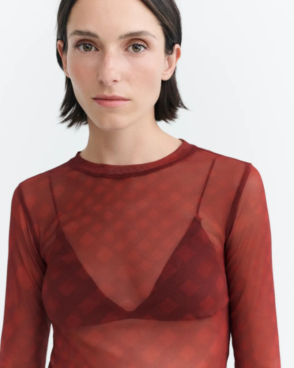 Thinking MU Red transparent Tere Top