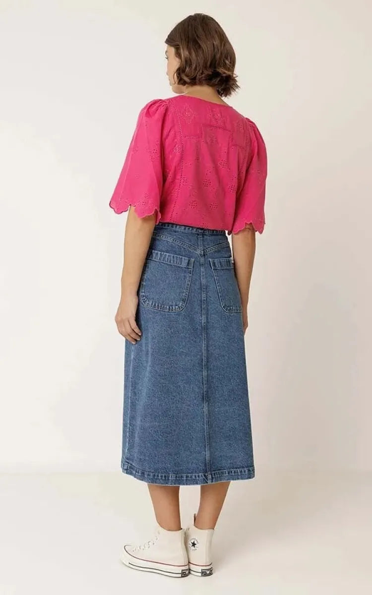 indi & cold Blouse Boxy with Embroidery