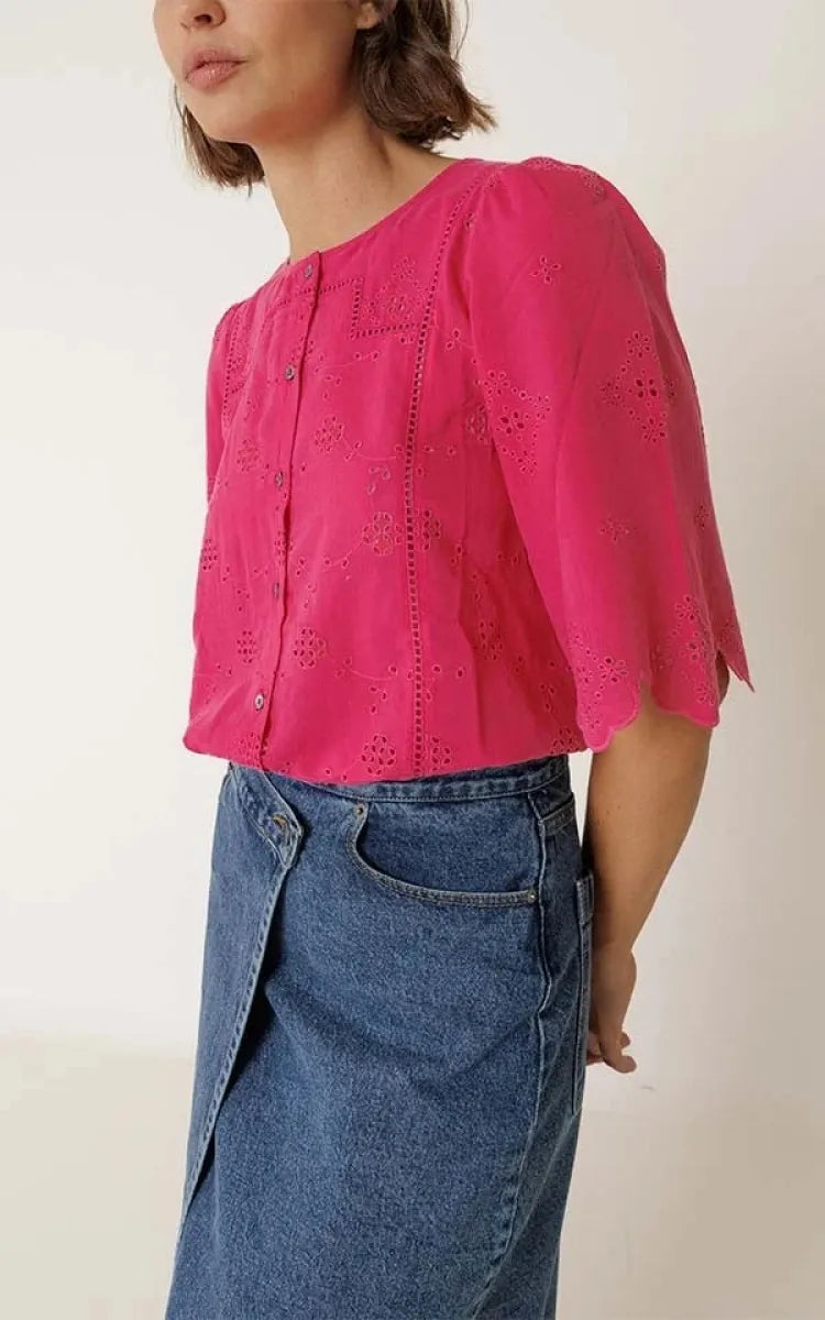 indi & cold Blouse Boxy with Embroidery