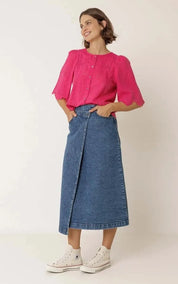 indi & cold Blouse Boxy with Embroidery