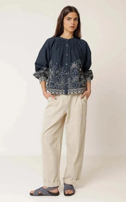 indi & cold Blouse Floral Hem