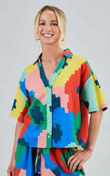 Blouse Maxi Flower Oversize Cropped
