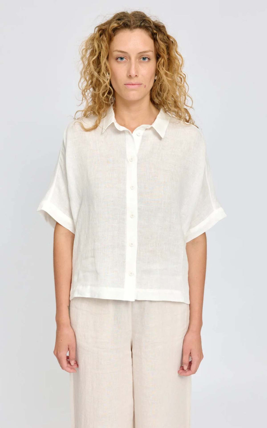 Blouse Short Sleeve Linen