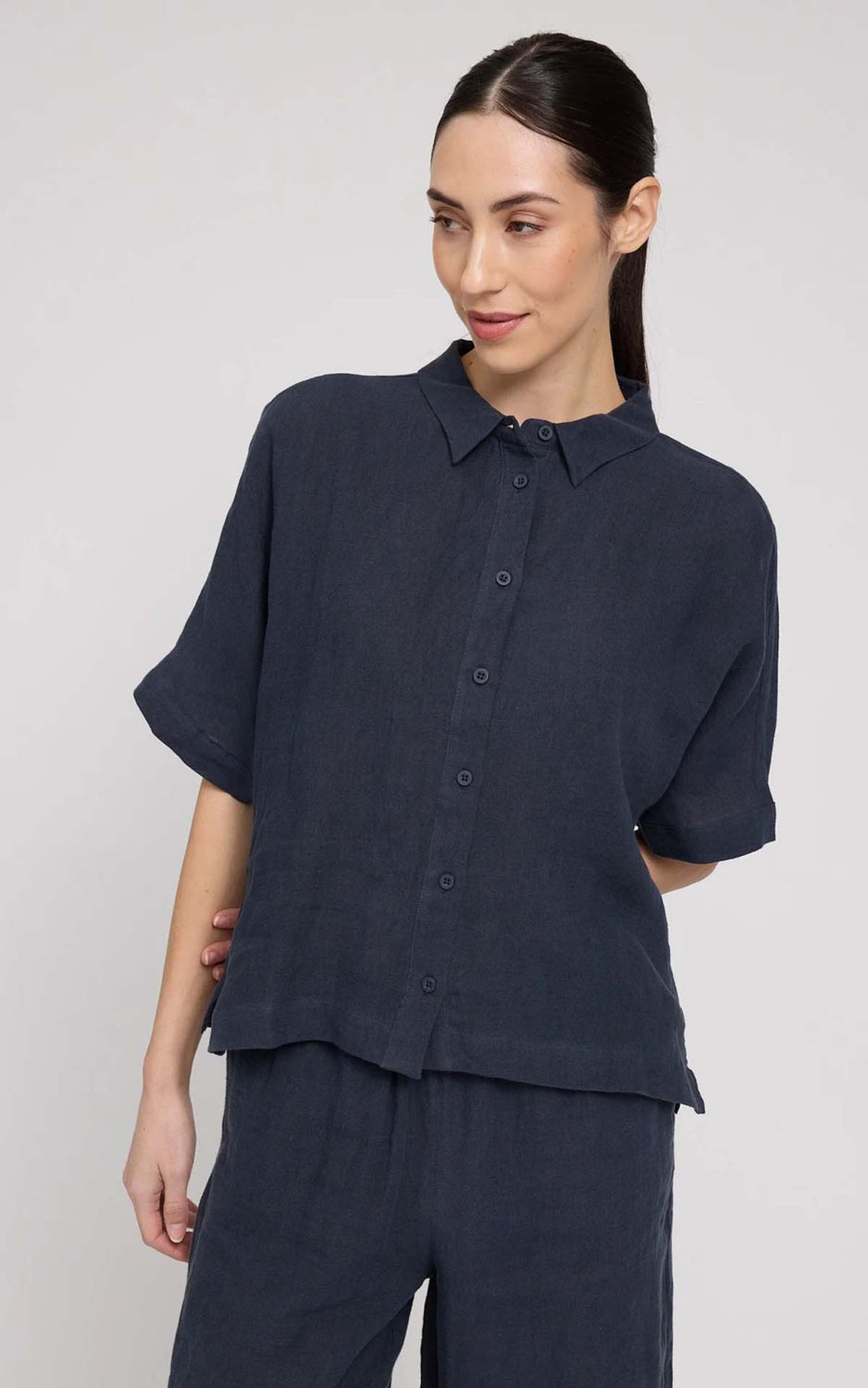 Blouse Short Sleeve Linen