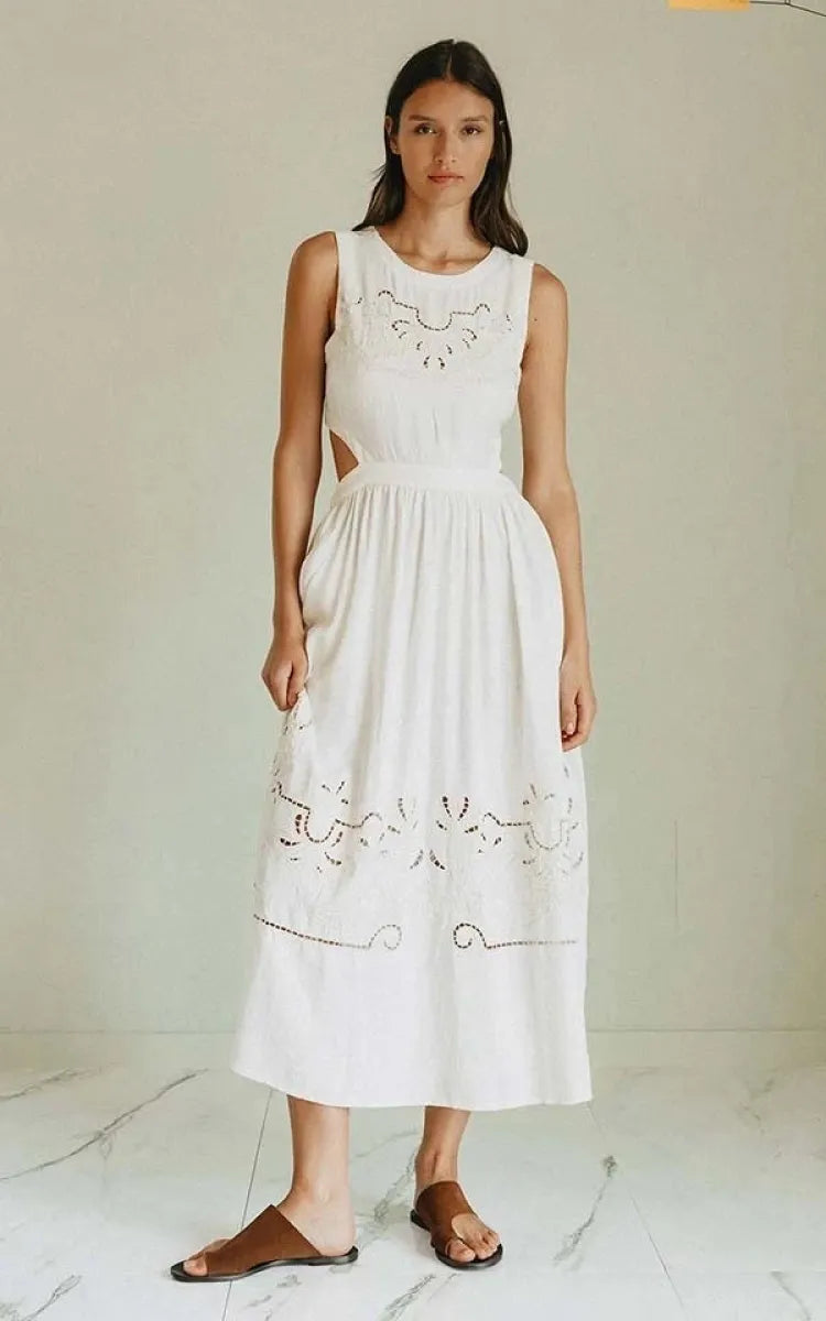 indi & cold Dress Embroidered Detail