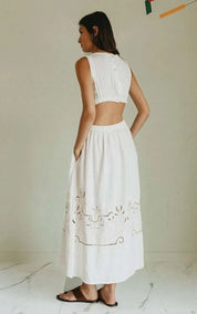 indi & cold Dress Embroidered Detail
