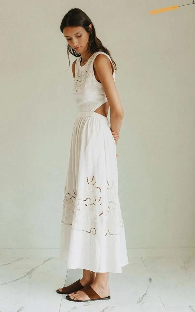indi & cold Dress Embroidered Detail