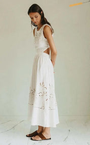 indi & cold Dress Embroidered Detail