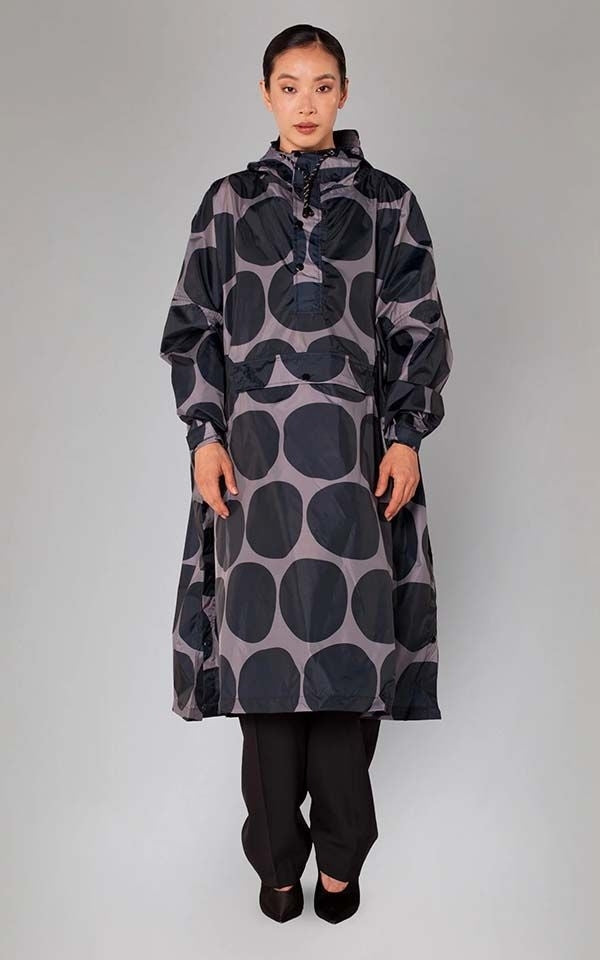 Jacket Poncho Black Polka