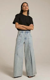 Jeans Wide Leg with Pleat Detail