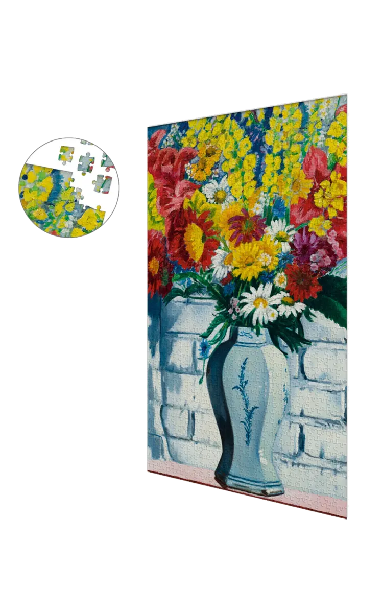 Museum Editions Vase With Flowers Against The Wall
