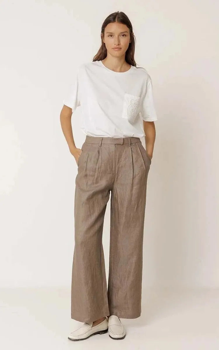 indi & cold Pants Pleated Linen