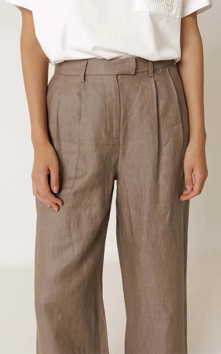 indi & cold Pants Pleated Linen