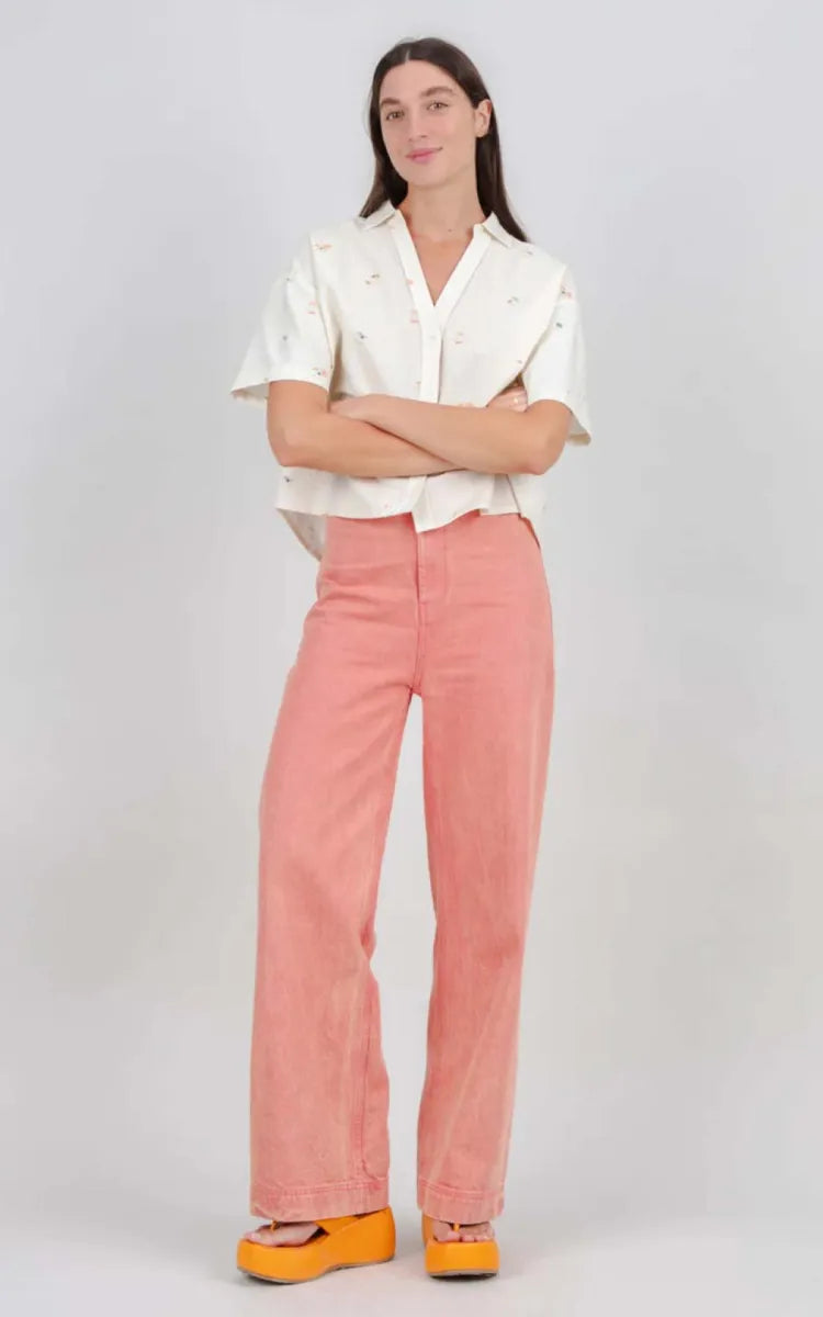Brava Fabrics Pants Washed Denim Straight Leg