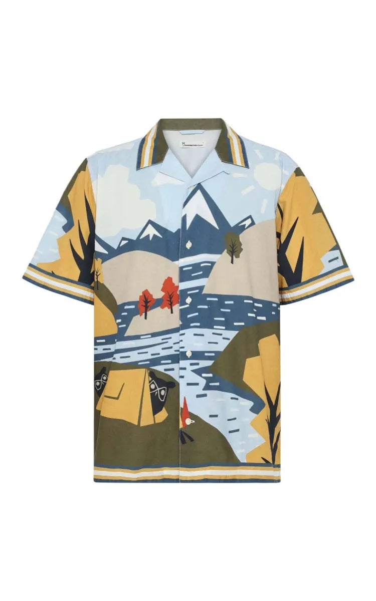 KnowledgeCotton Apparel Shirt Box Fit Landscape AOP