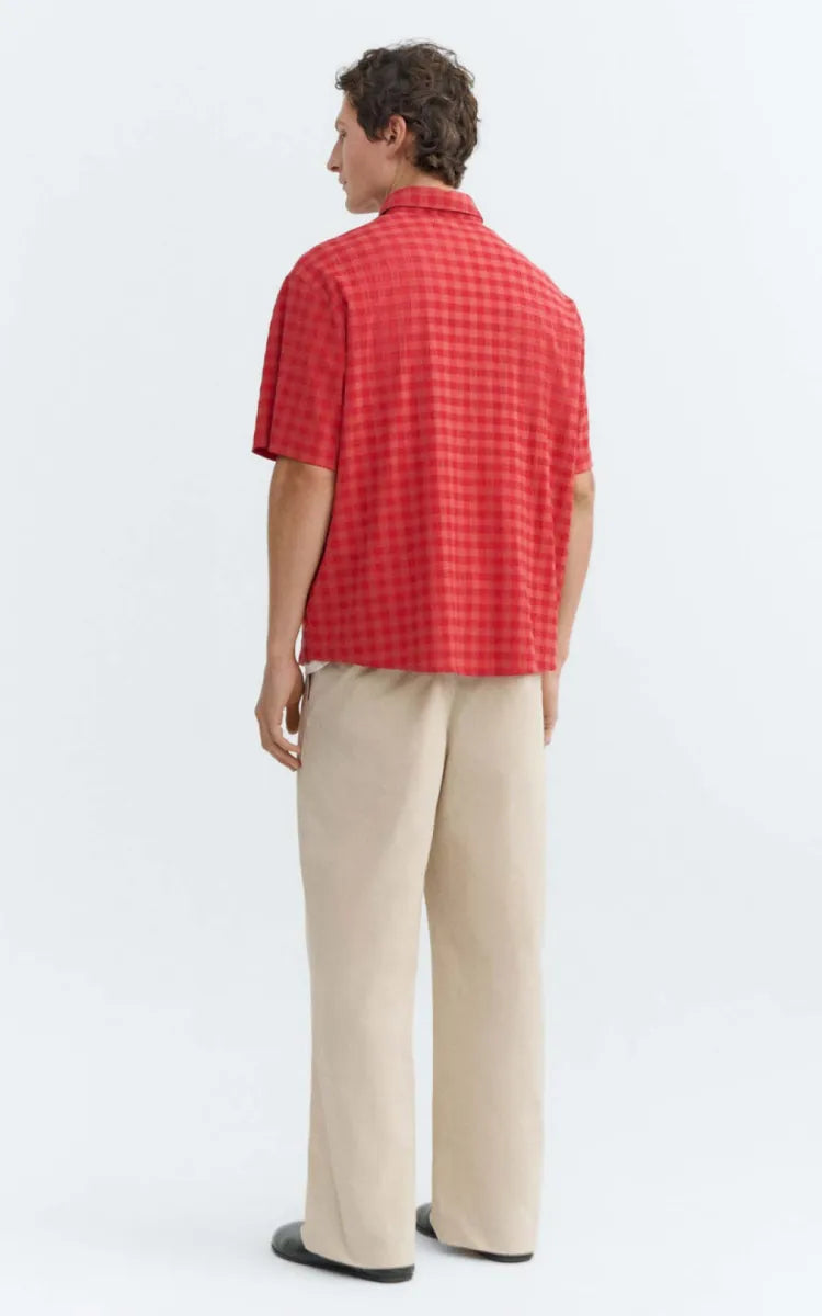 Thinking MU Shirt Red Checks Seersucker Paddy