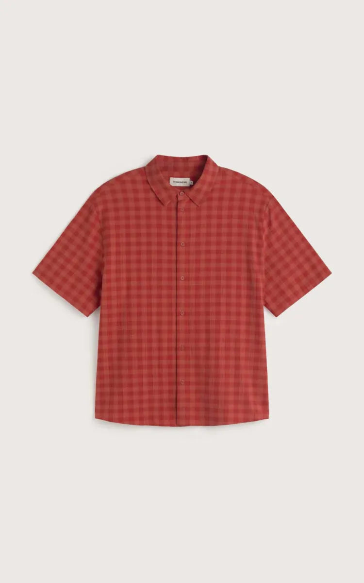 Thinking MU Shirt Red Checks Seersucker Paddy