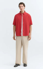 Thinking MU Shirt Red Checks Seersucker Paddy