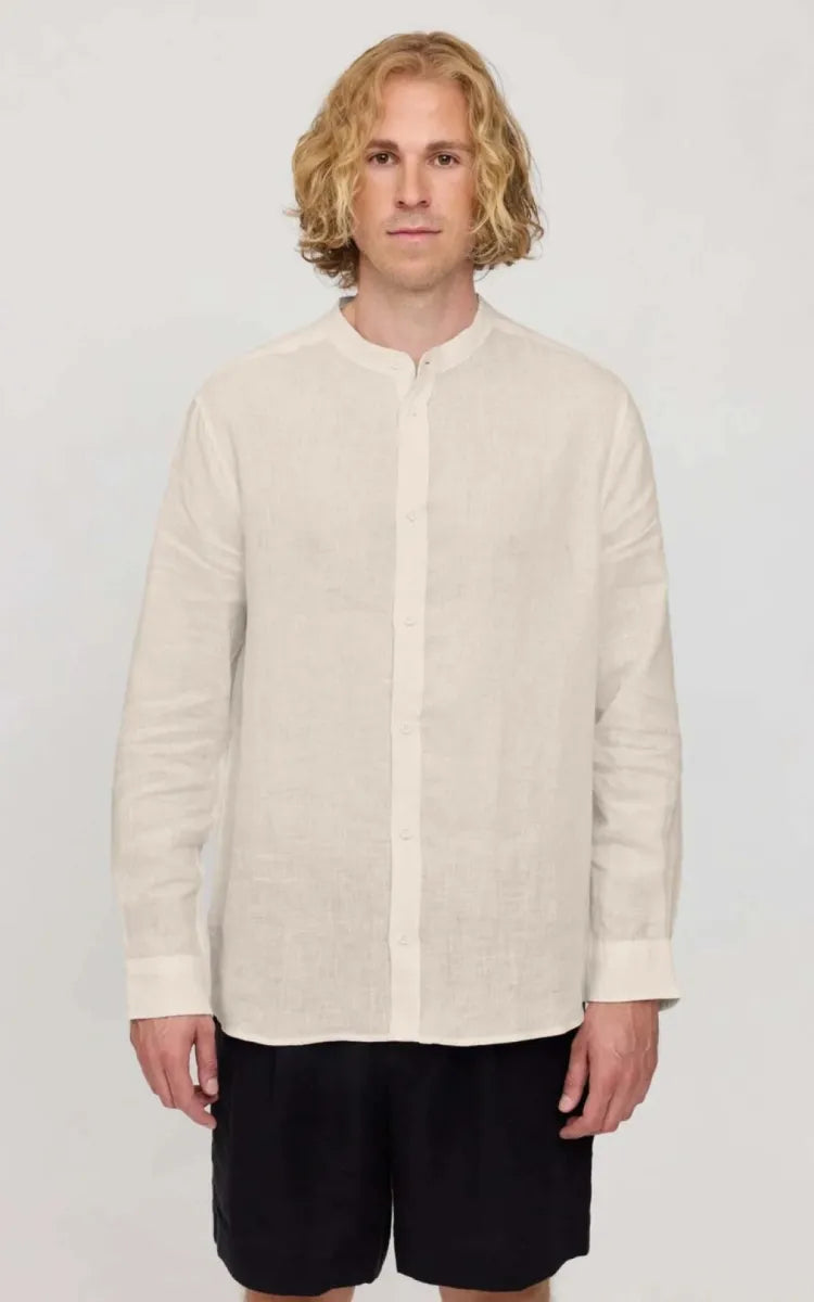 Mazine Shirt Stand Collar Linen