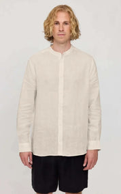 Mazine Shirt Stand Collar Linen
