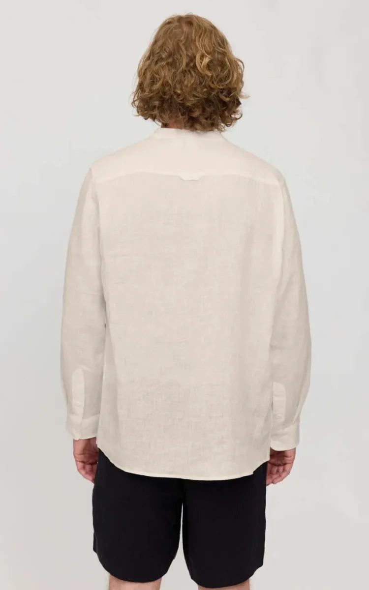 Mazine Shirt Stand Collar Linen