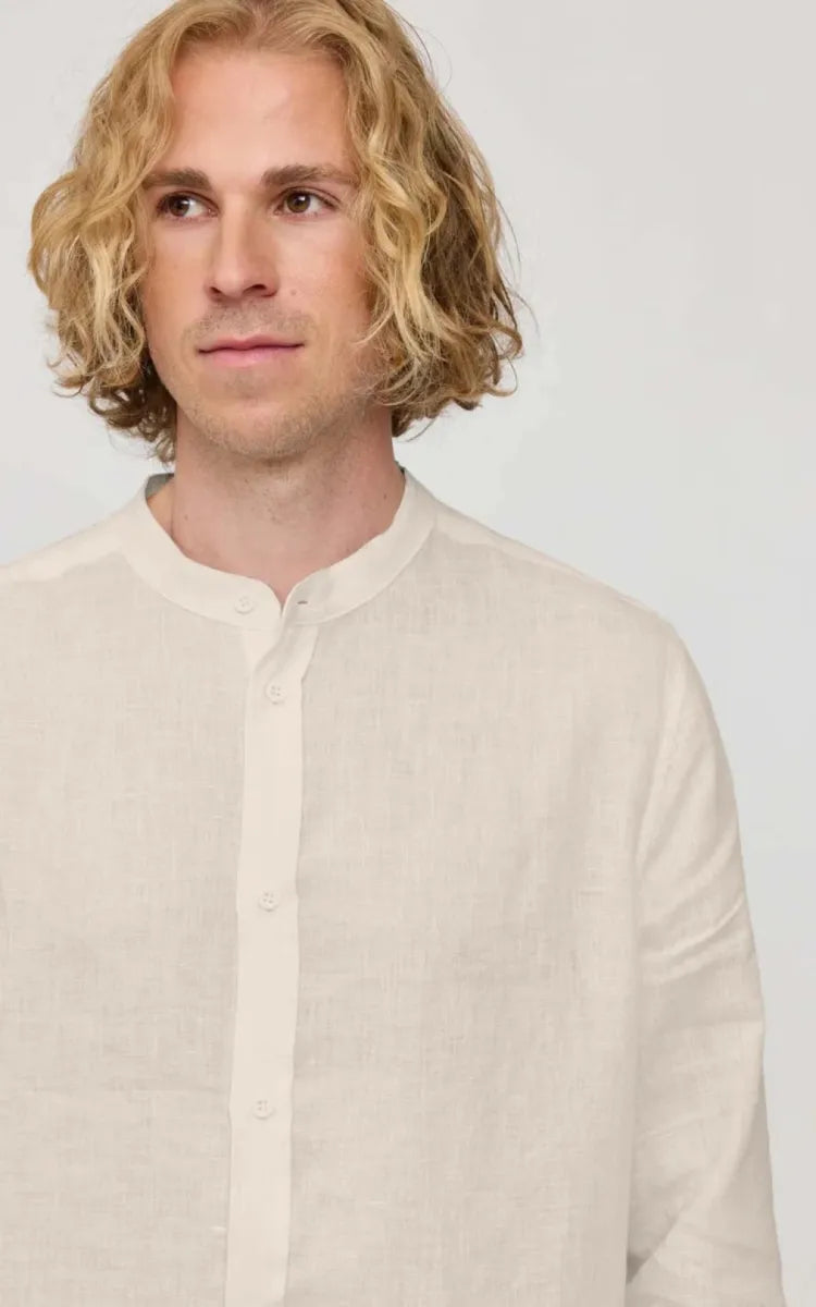 Mazine Shirt Stand Collar Linen