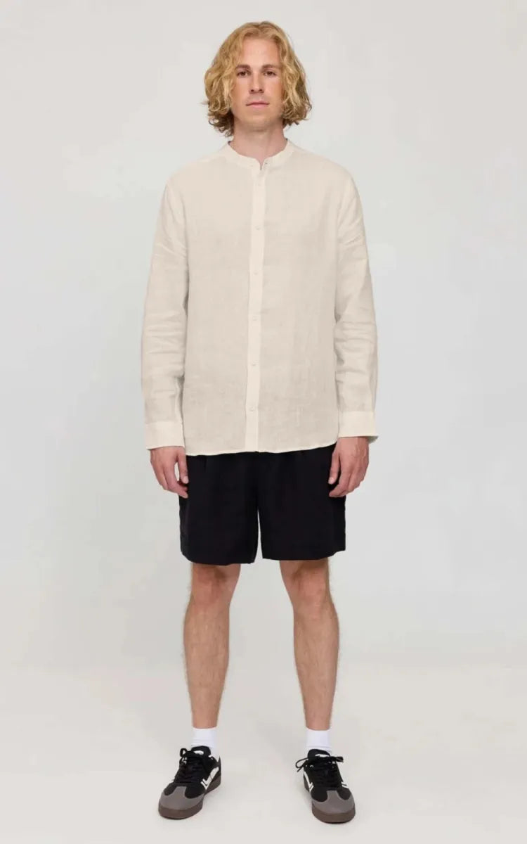 Mazine Shirt Stand Collar Linen