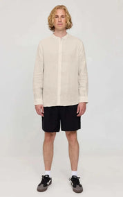 Mazine Shirt Stand Collar Linen