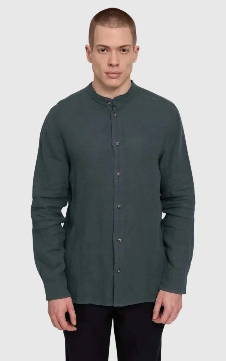 Mazine Shirt Stand Collar Linen