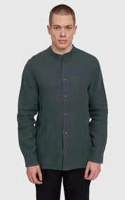 Mazine Shirt Stand Collar Linen