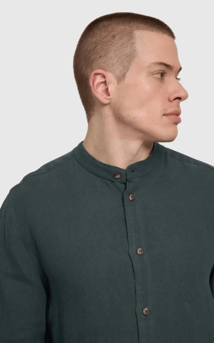 Mazine Shirt Stand Collar Linen