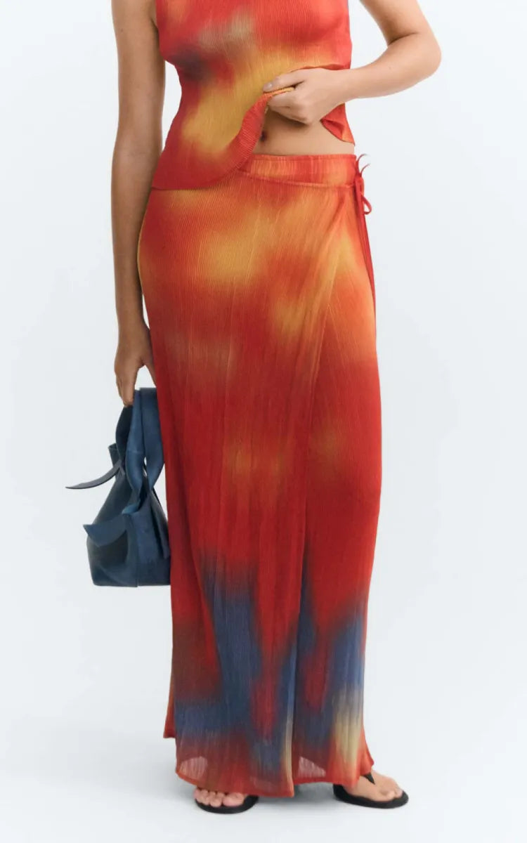Thinking MU Skirt Flowers Pleated Pauline