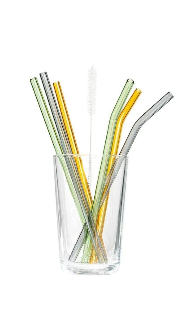 TRANQUILLO Straws Glass  Set of 6 - Colorful