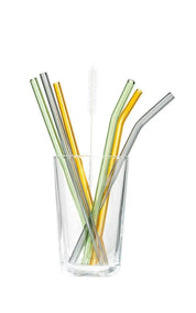 TRANQUILLO Straws Glass  Set of 6 - Colorful