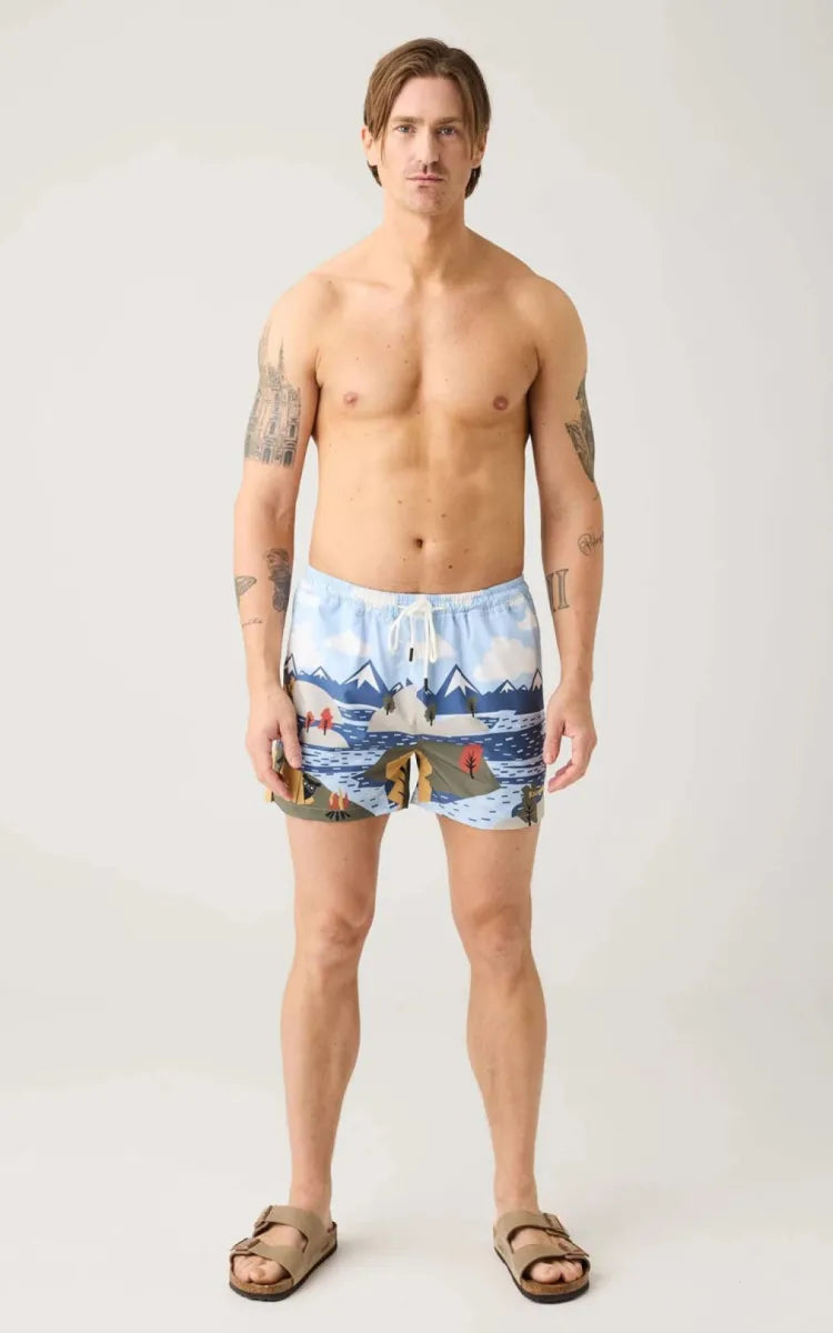 KnowledgeCotton Apparel Swim Shorts Stretch Landscape AOP