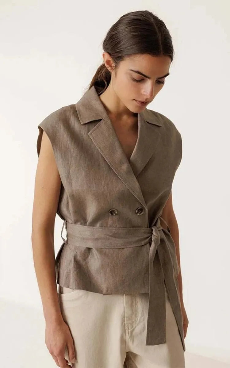 indi & cold Top Vest Linen