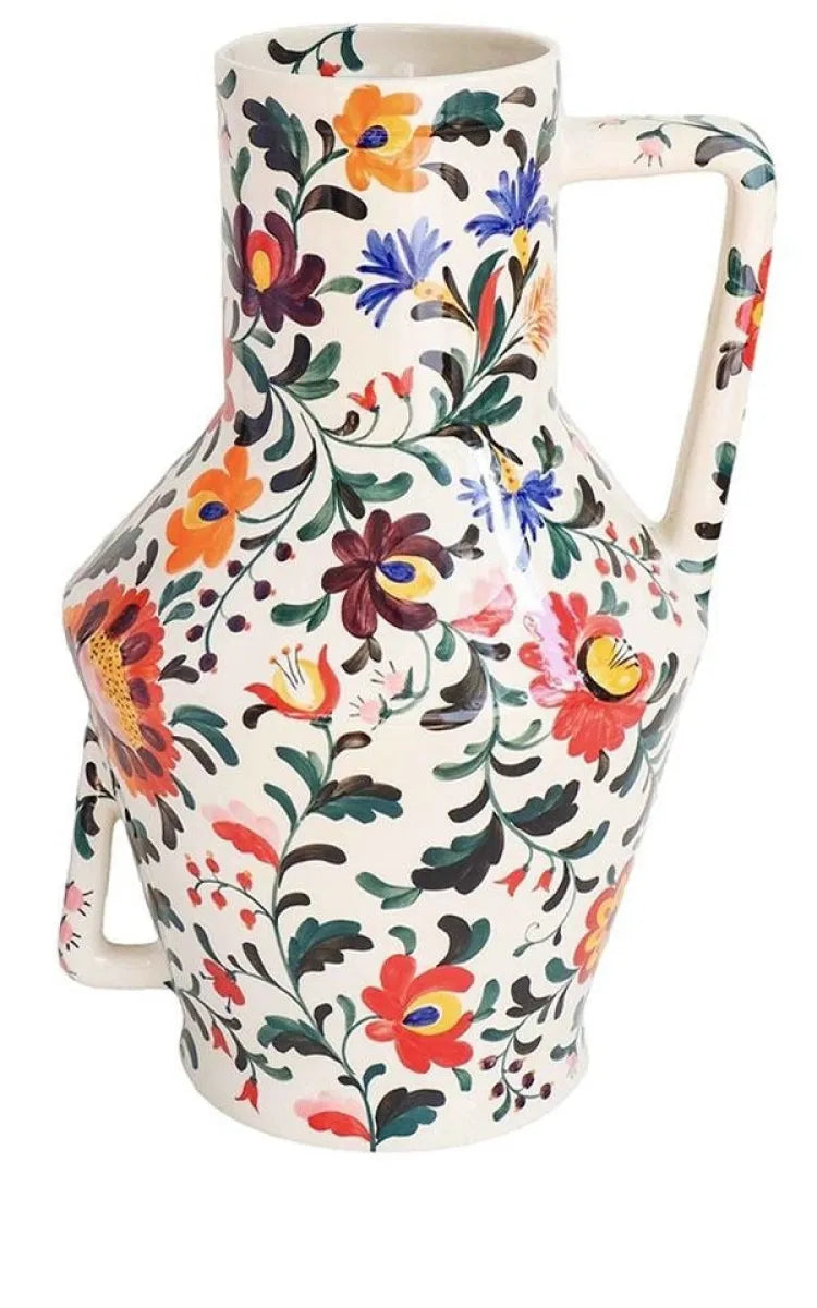 Return to Sender Vase Handpainted Flowers
