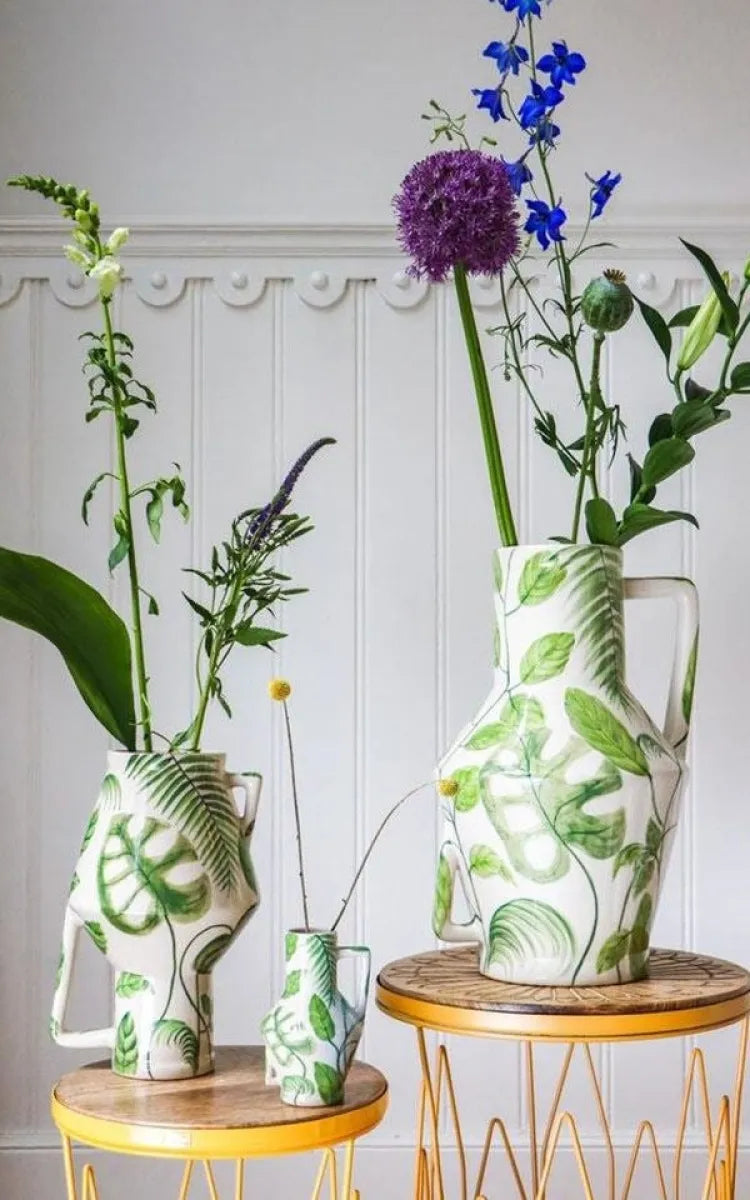 Return to Sender Vase Handpainted Jungle