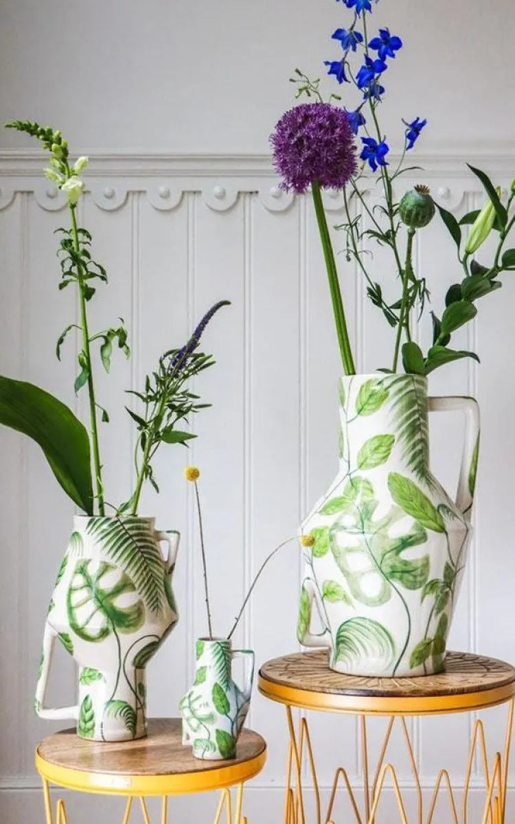 Return to Sender Vase Handpainted Jungle